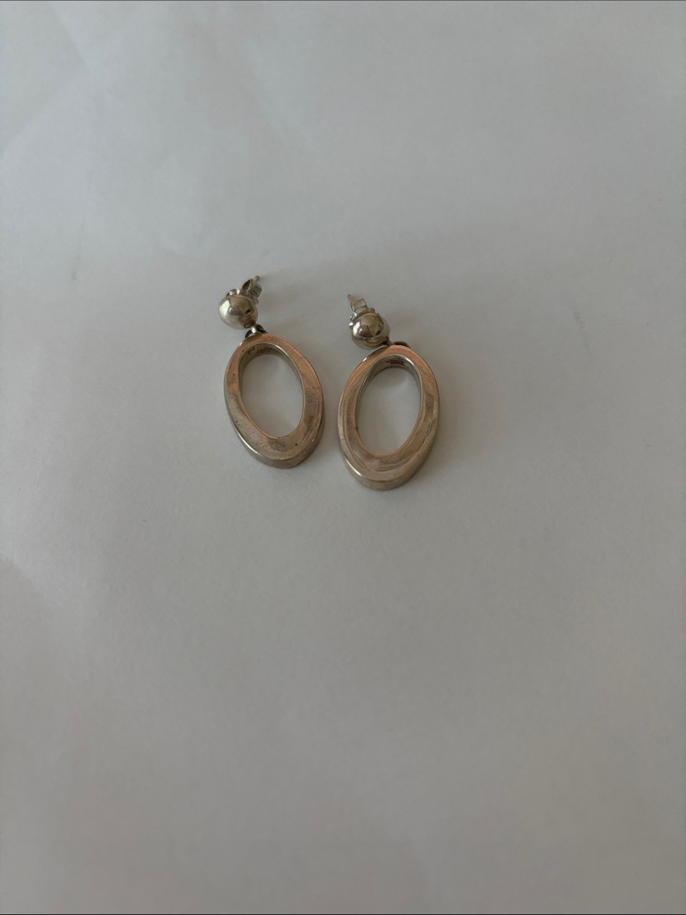 Classic Silver Oval Drop Earrings - Timeless Women Jewelry marked 925